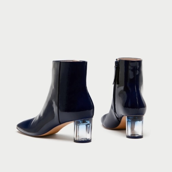 Zara Shoes - 🆕ZARA Patent Finish Ankle Boots With Clear Heels